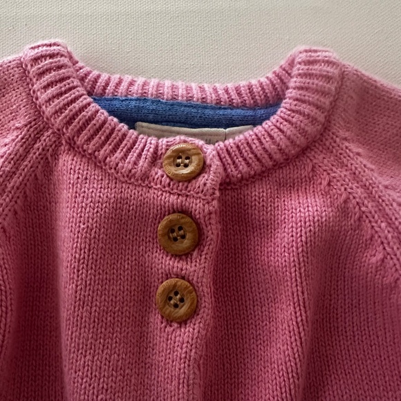 JoJo Maman Bebe 6-12 Months Baby Girl Pink Sweater Cardigan Mouse Flower Pocket - Picture 4 of 6